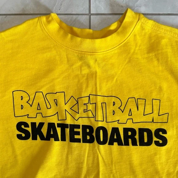 Basketball Skateboards Long Sleeve T-shirt - Yellow / Black, Medium - Picture 3 of 6